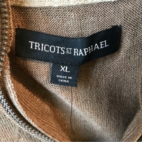 TRICOTS ST RAPHAEL Sweater Quarter Zip Pullover Knit Mockneck Cigar Brown NWT - Picture 6 of 11